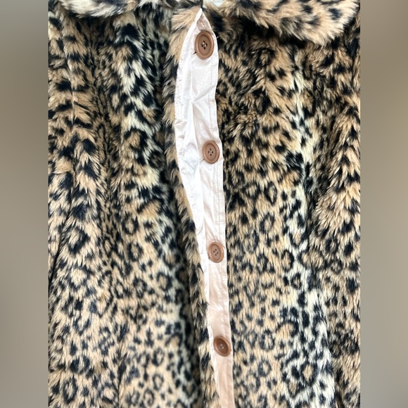 Sans Souci Leopard Faux Fur Pea Coat - Picture 3 of 4